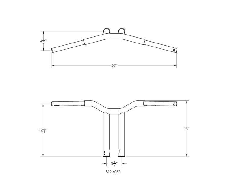 Manubrio T-bar 12'' arretrato Burly Dominator 1-1/4", nero lucido - immagine 3